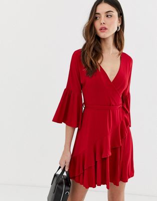 French Connection Ellette wrap dress-Red