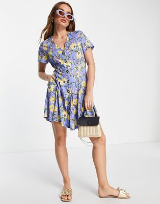 French Connection eloise meadow jersey v neck dress