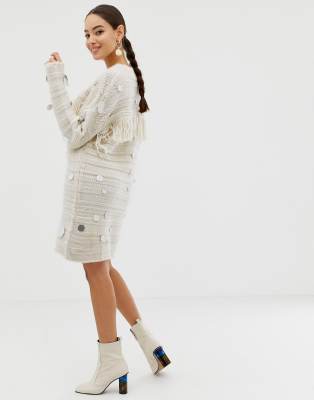 fringe sweater dress