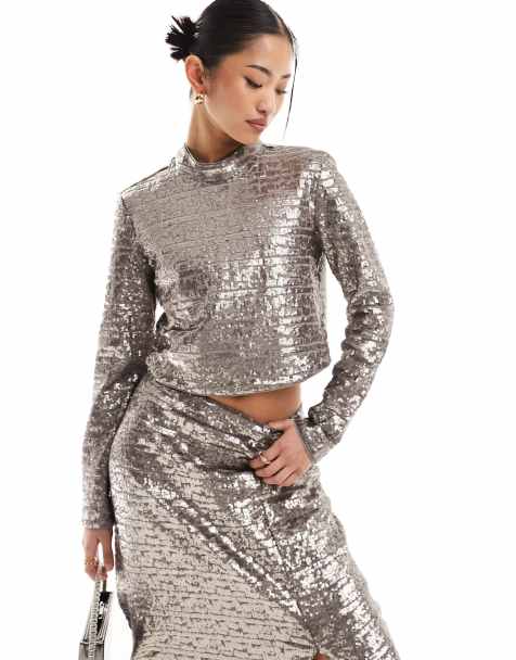 Silver tops for store evening wear