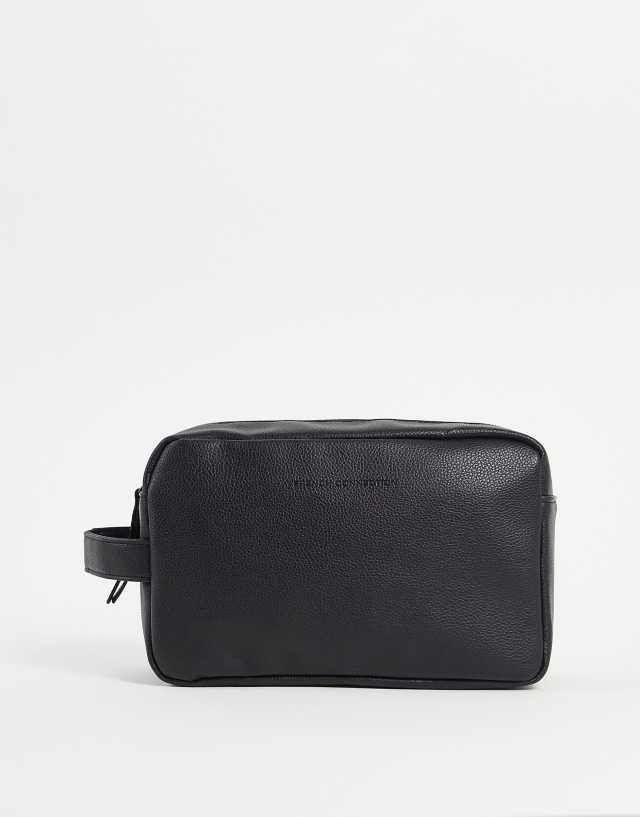 French Connection embossed logo washbag in black