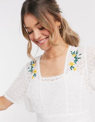 French Connection embroidered broderie blouse | ASOS