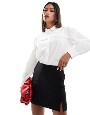 French Connection Embroidered Cotton Shirt In White