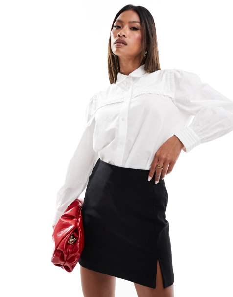 French Connection embroidered cotton shirt in white  - view 1