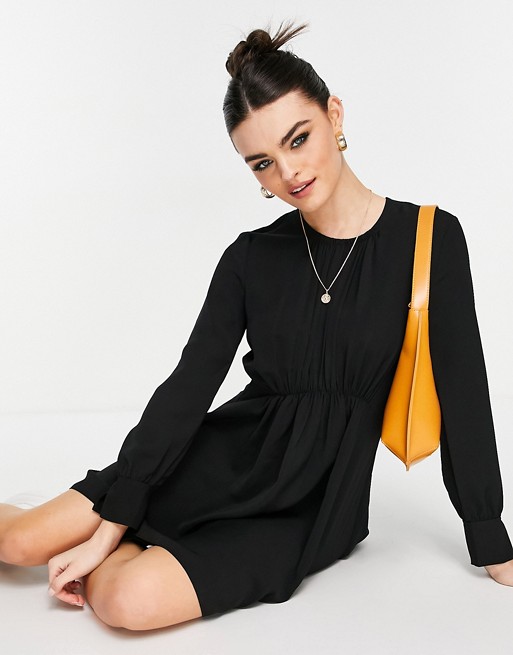 French Connection Emily long sleeve mini dress in black