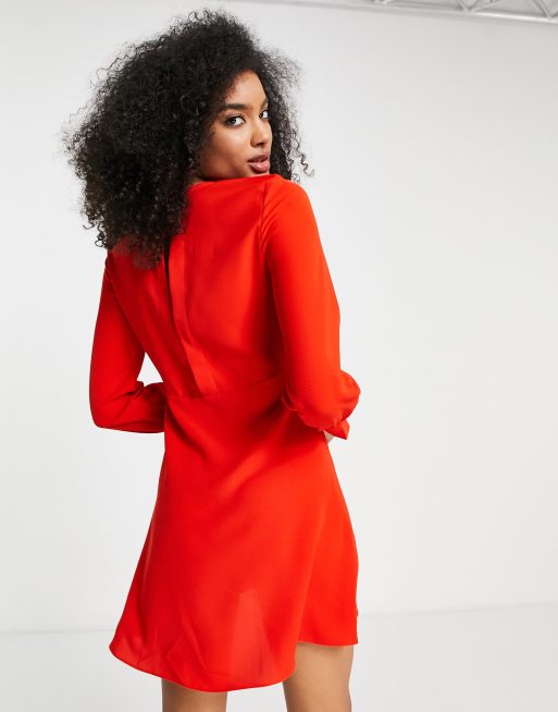 French connection clearance red wrap dress