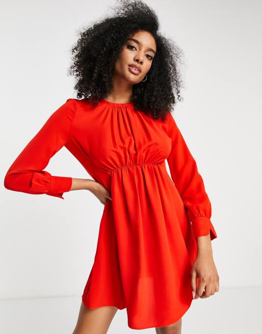French Connection – Emmy – Kleid aus Kreppstoff in Rot 