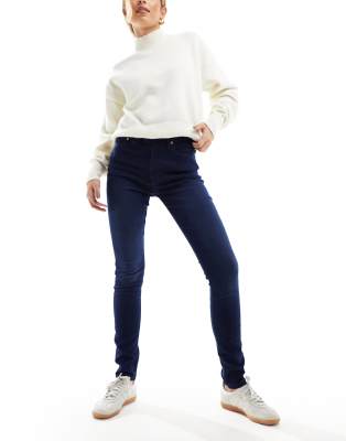 French Connection - Eng geschnittene, elastische Jeggings mit hoher Taille in Indigoblau