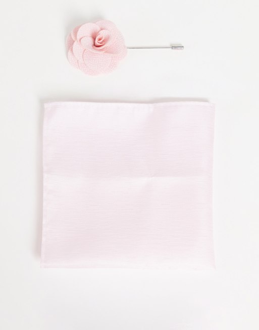French Connection - Ensemble avec pochette unie et épingle de col - Rose tendre