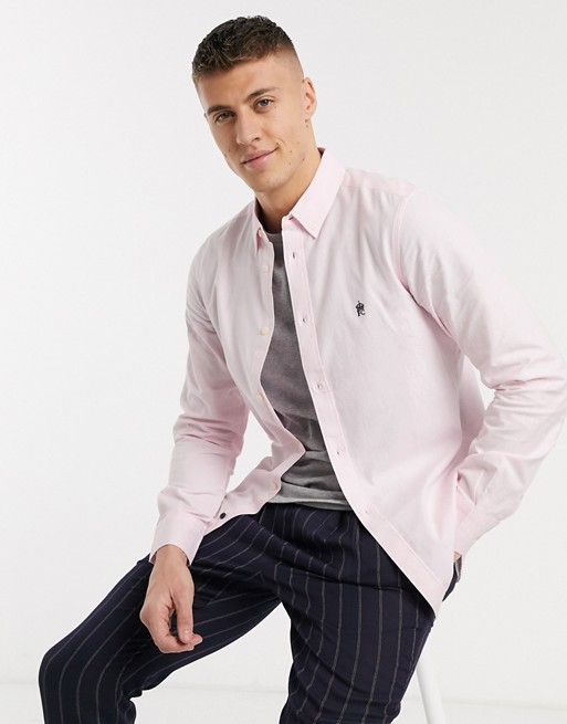 French Connection Essentials oxford shirt with long sleeve in pink