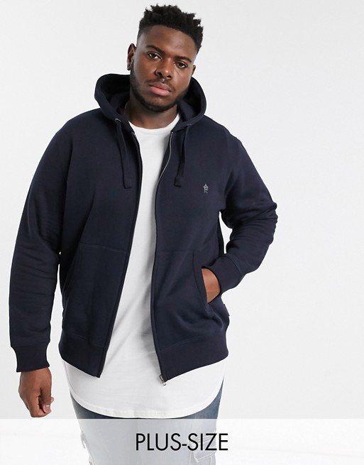 French Connection Essentials Plus zip through hoodie with logo