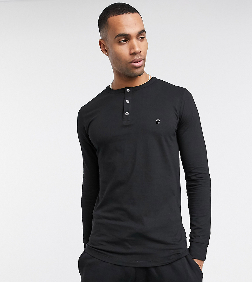 French Connection Essentials Tall grandad long sleeve top-Black