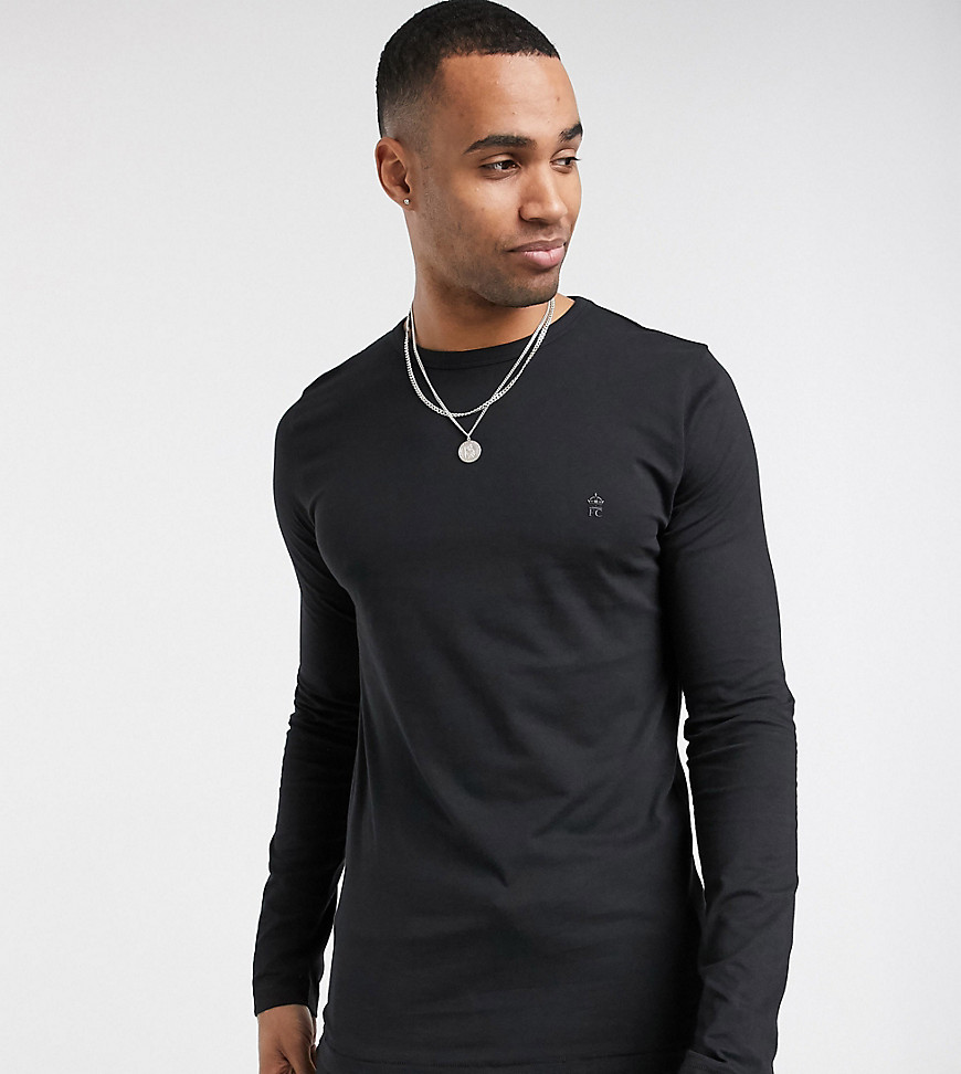 French Connection Essentials Tall long sleeve top with logo-Black