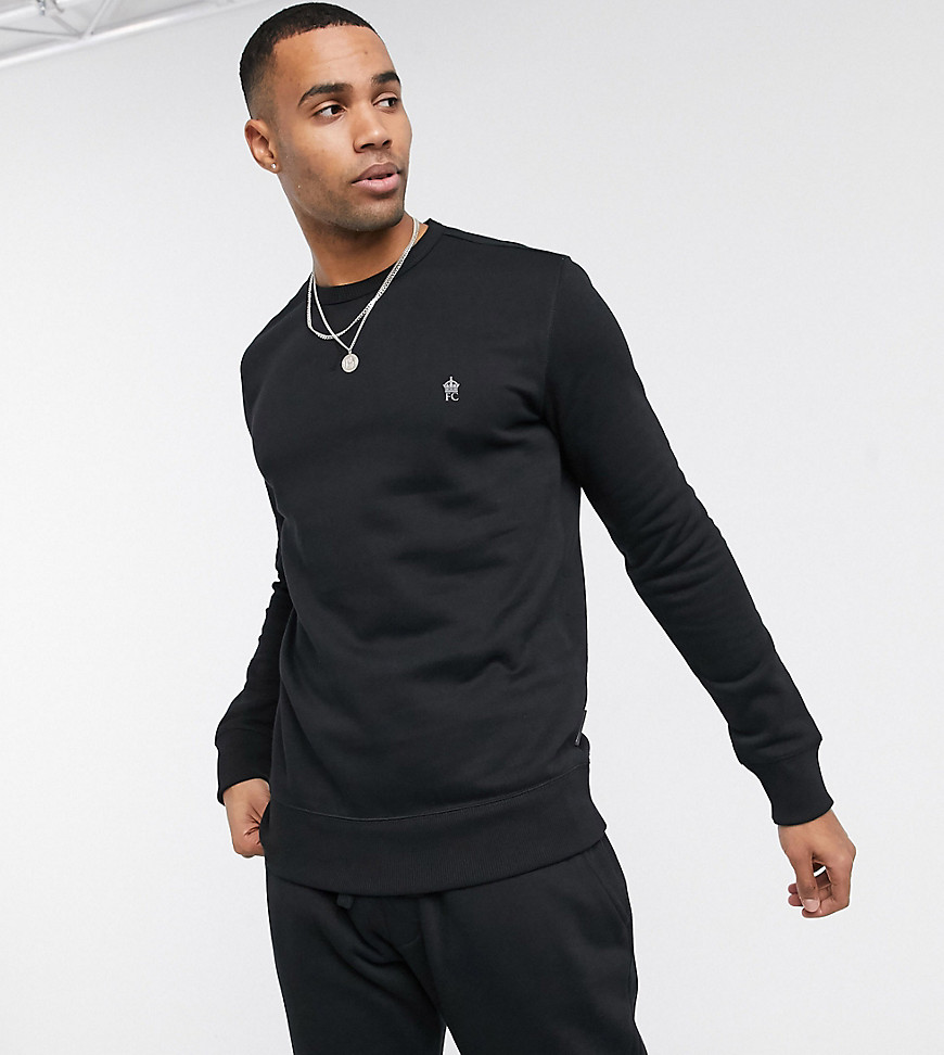 French Connection Essentials Tall sweatshirt with logo-Black