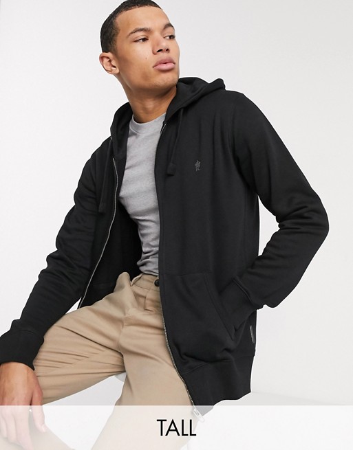 French Connection Essentials Tall zip through hoodie with logo