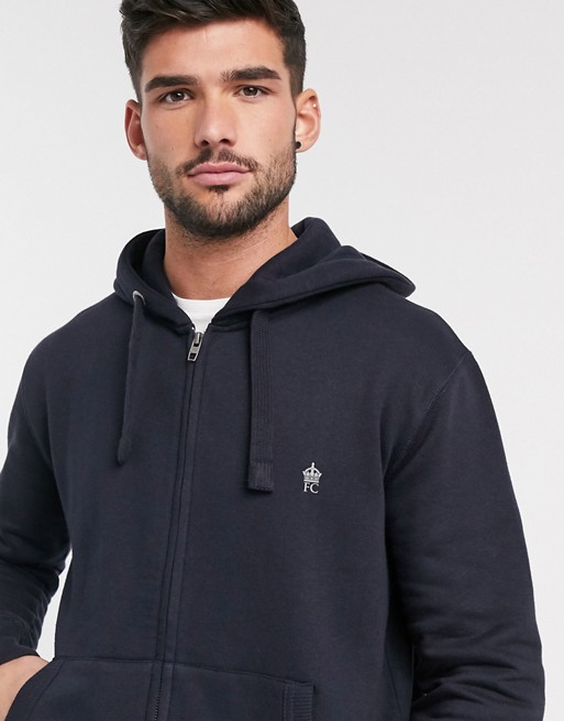 French Connection Essentials zip through hoodie with logo