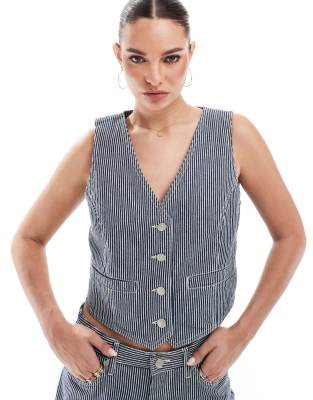 French Connection - Everett - Denim-Weste mit indigoblauen Streifen, Kombiteil-Bunt