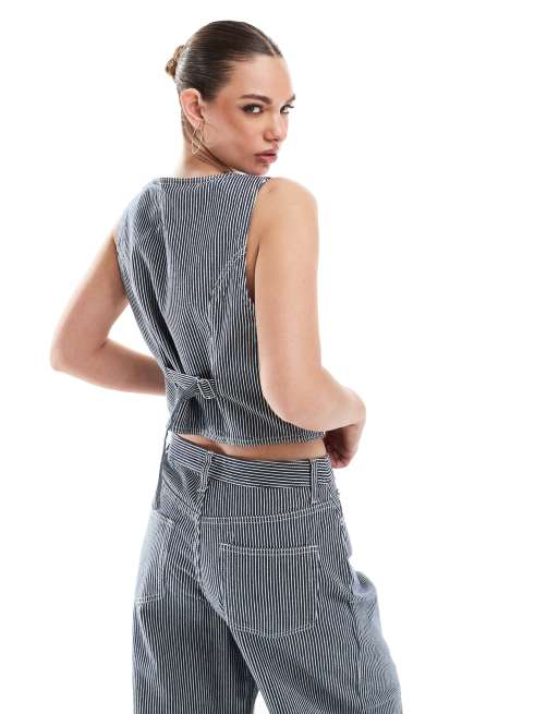 French Connection - Everett - Gilet indaco a righe in coordinato, 3 di 4