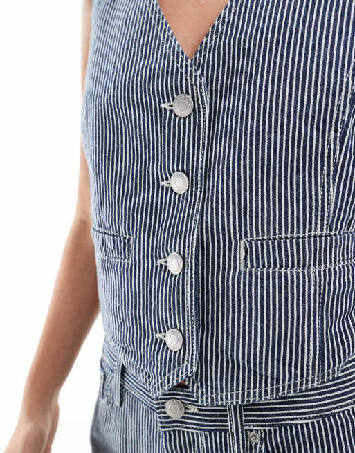French Connection - Everett - Gilet indaco a righe in coordinato, 4 di 4