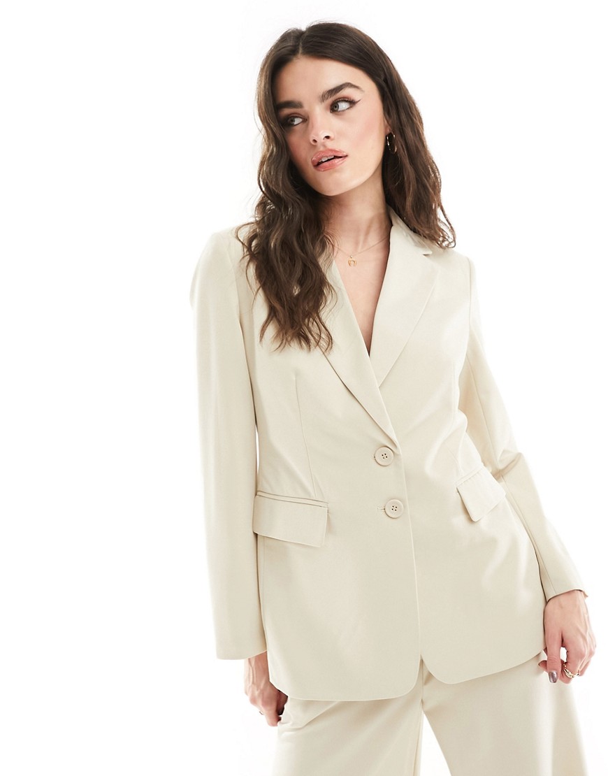 French Connection Everly suit blazer in ecru co-ord-White