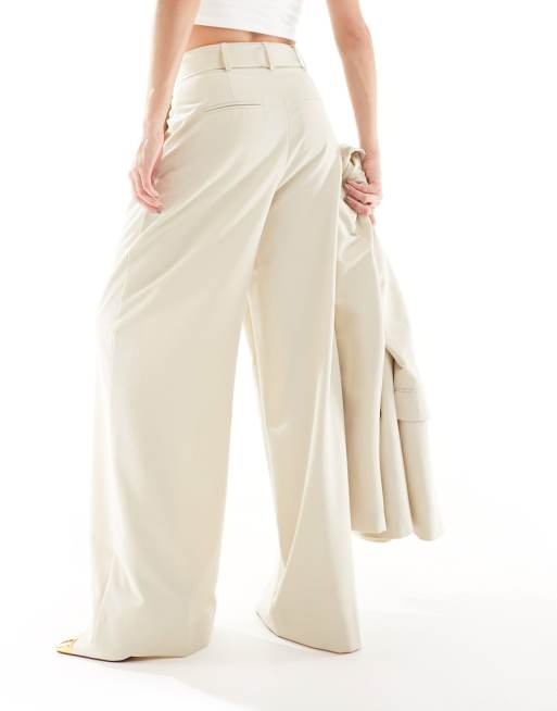 French Connection - Everlyn - Pantalon met wijde pijpen in ecru, deel van co-ord set, 3 van 5