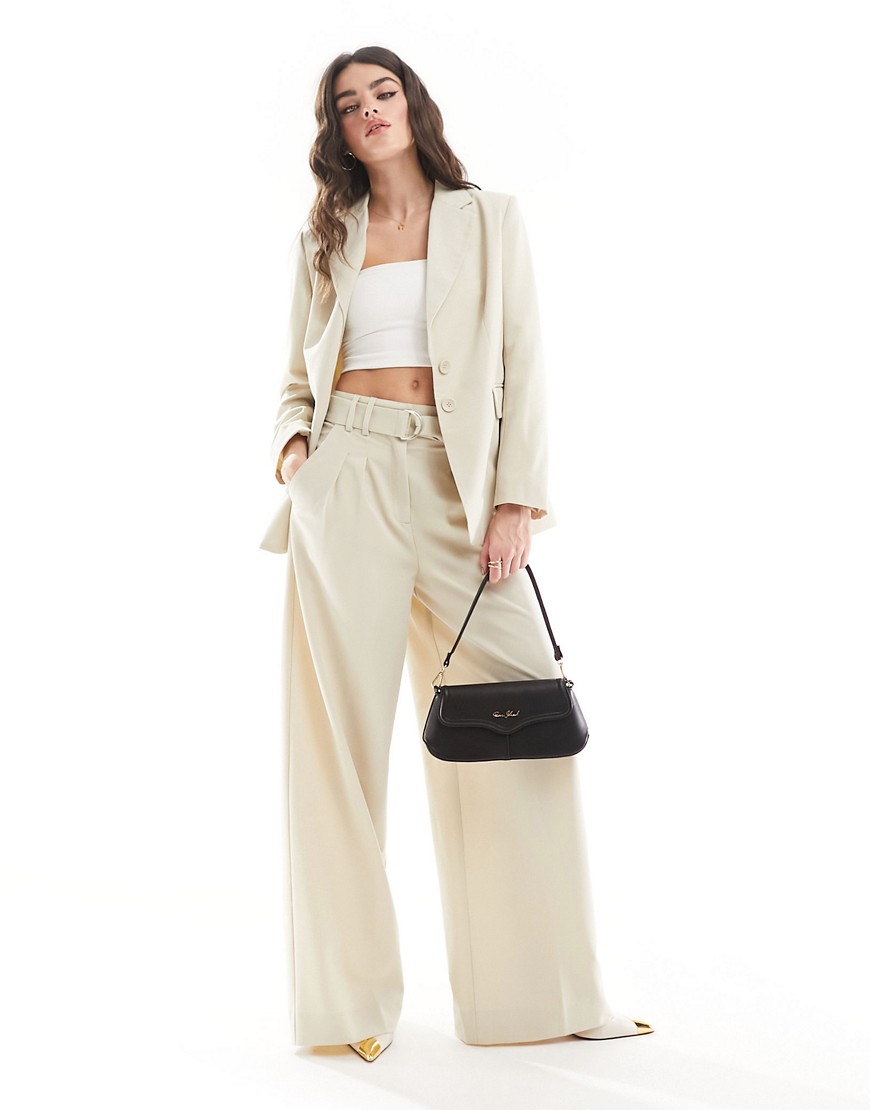 French Connection Everlyn Wide Leg Suit Pants In Ecru - Part Of A Set-white