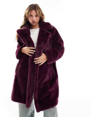 French Connection French Connection faux fur coat in oxblood-Red