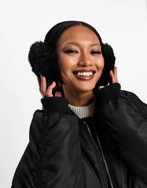 Faux Fur Ear Muff - Black