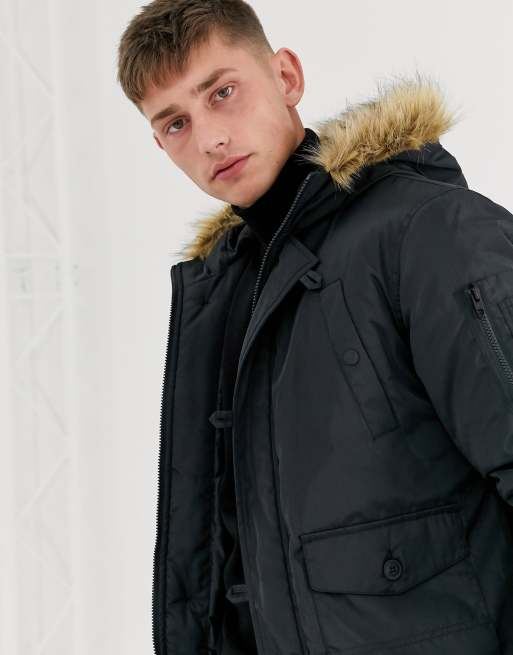 French connection faux clearance fur hood flight jacket