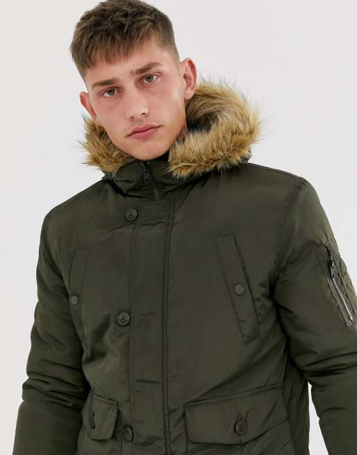 French connection faux hotsell fur hood flight jacket