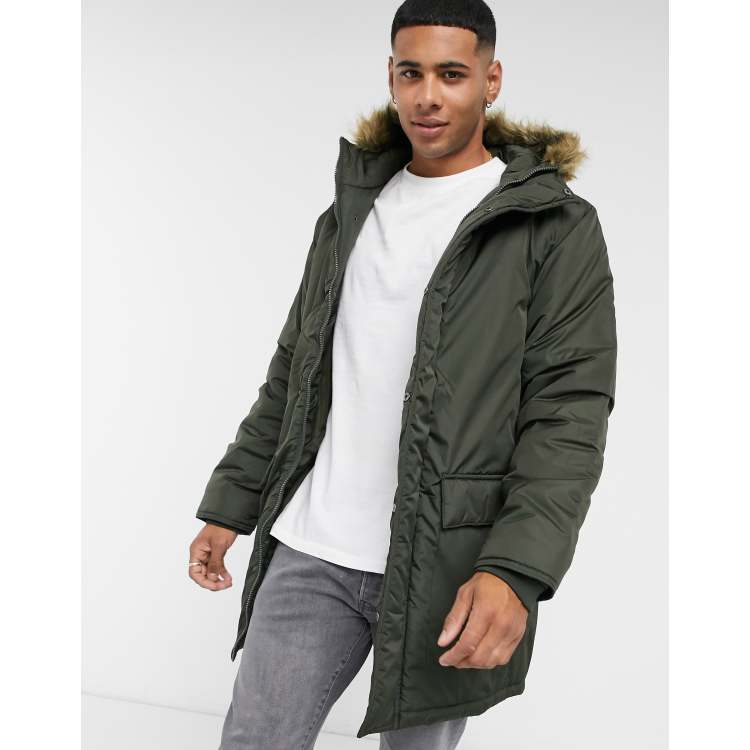 French connection mens row 2 hooded clearance jacket khaki