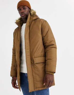 French connection faux outlet fur hood parka jacket