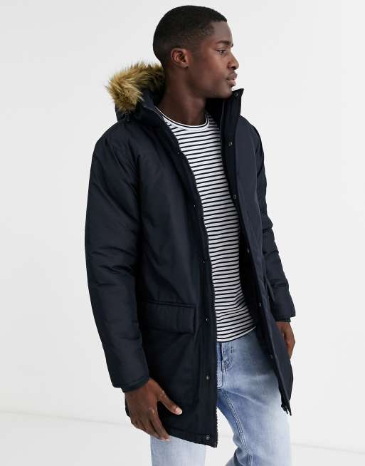 French connection parka on sale with faux fur hood