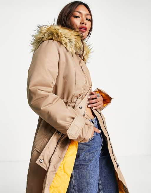 Faux Fur Lined Parka Coat