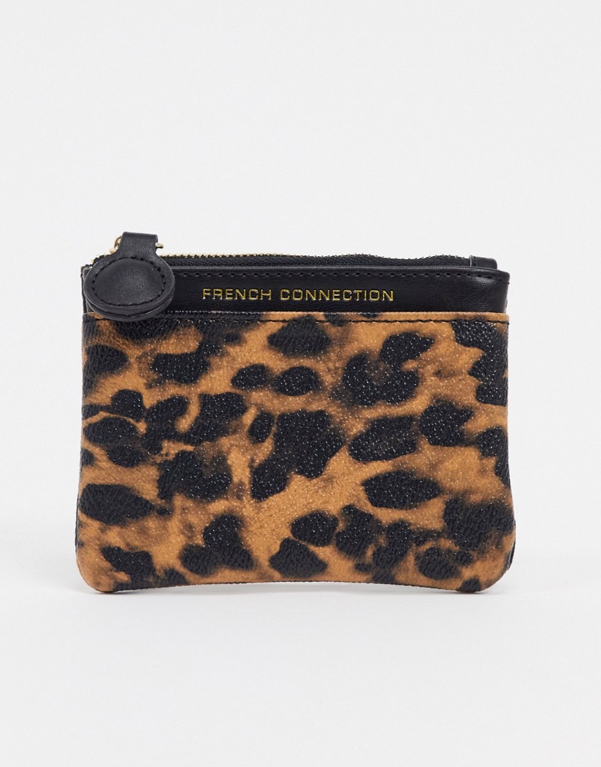 French Connection Faux Leather And Leopard Small Coin Ladies' Wallet-multi