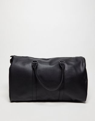 French Connection faux leather classic holdall bag in black - ASOS Price Checker