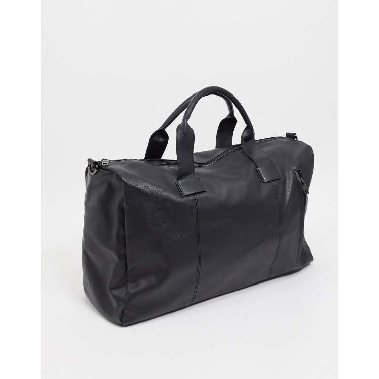 French Connection faux leather classic holdall bag in black