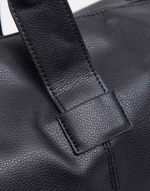 French Connection faux leather classic holdall bag in black