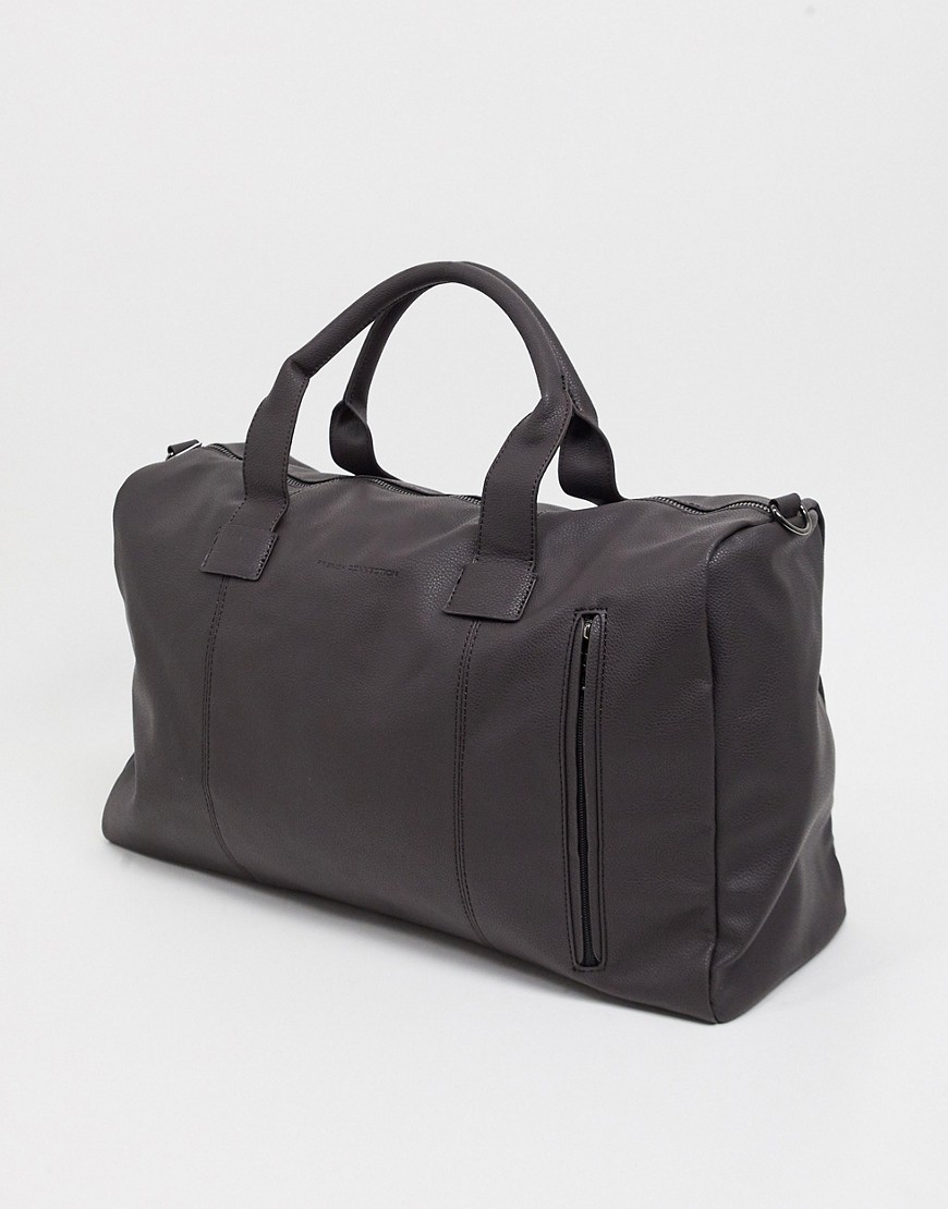 Shop French Connection Faux Leather Classic Holdall Bag In Brown