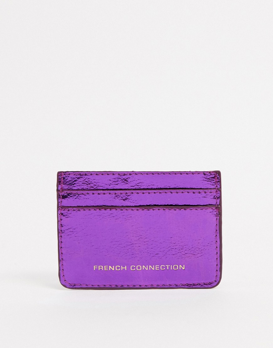 French Connection Faux Leather Croc Card Holder-Pink