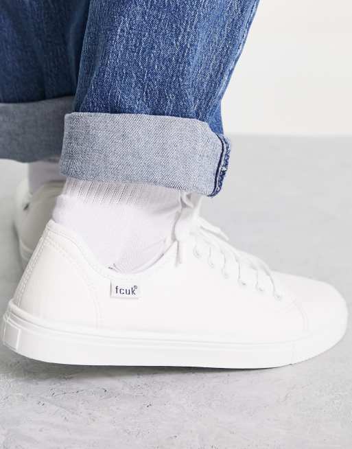 French connection white deals leather trainers