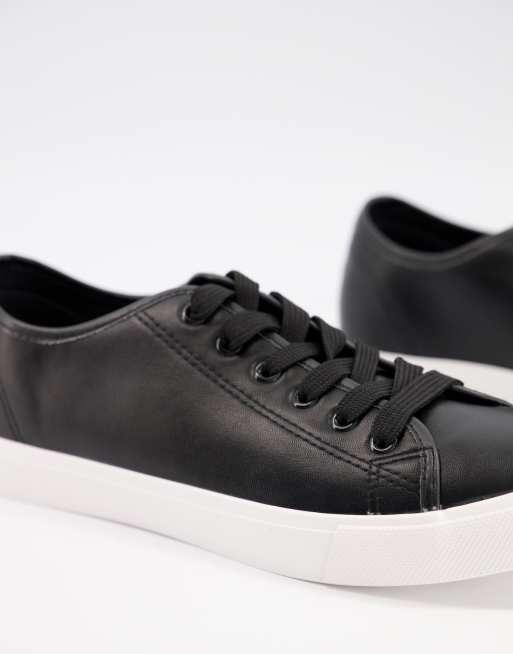 leather black plimsolls