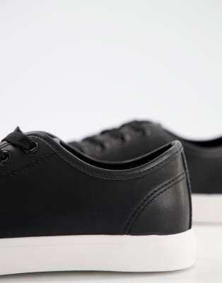 black leather plimsolls