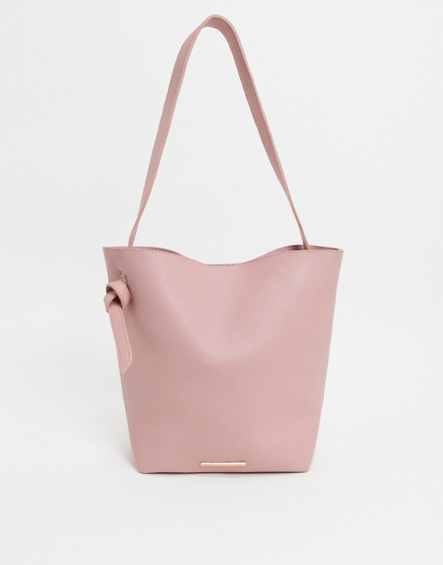 French Connection Faux Leather Slouchy Tote Bag-pink