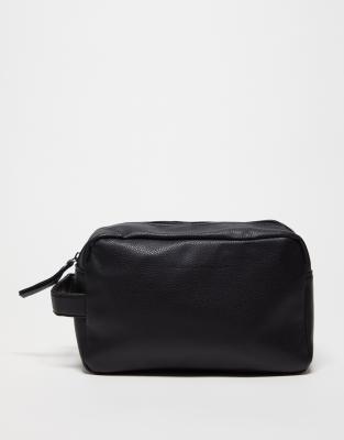 French Connection faux leather wash bag in black | Smart Closet