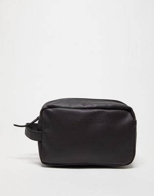 French Connection faux leather washbag in brown - ASOS Price Checker