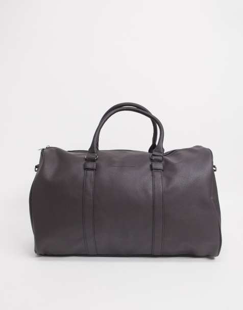  PAUL SMITH MEN'S HOLDALL MINI COAL TOTE HANDLE DUFFLE