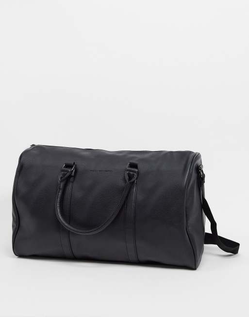 Black leather holdall online bag