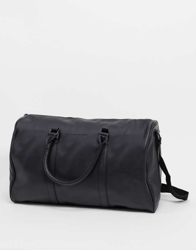 French Connection faux leather weekend holdall bag in black