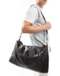 [French Connection Mens] French Connection faux leather weekend holdall bag in dark brown One Size Dark brown
